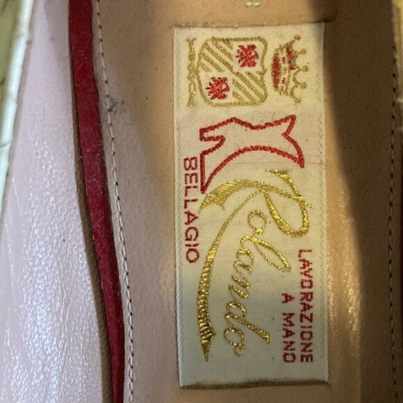 👠✨ Vintage Rolando Bellagio Beige & Taupe Leather Block Heel Pumps  ✨👠 - Picture 8 of 11